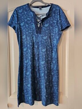 Chaps Shortsleeved Blue Dress, Size L